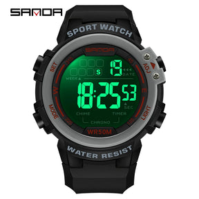 Sanda relógio masculino estilo militar g, despertador digital led, moda esportiva, display duplo, 50m, à prova d'água