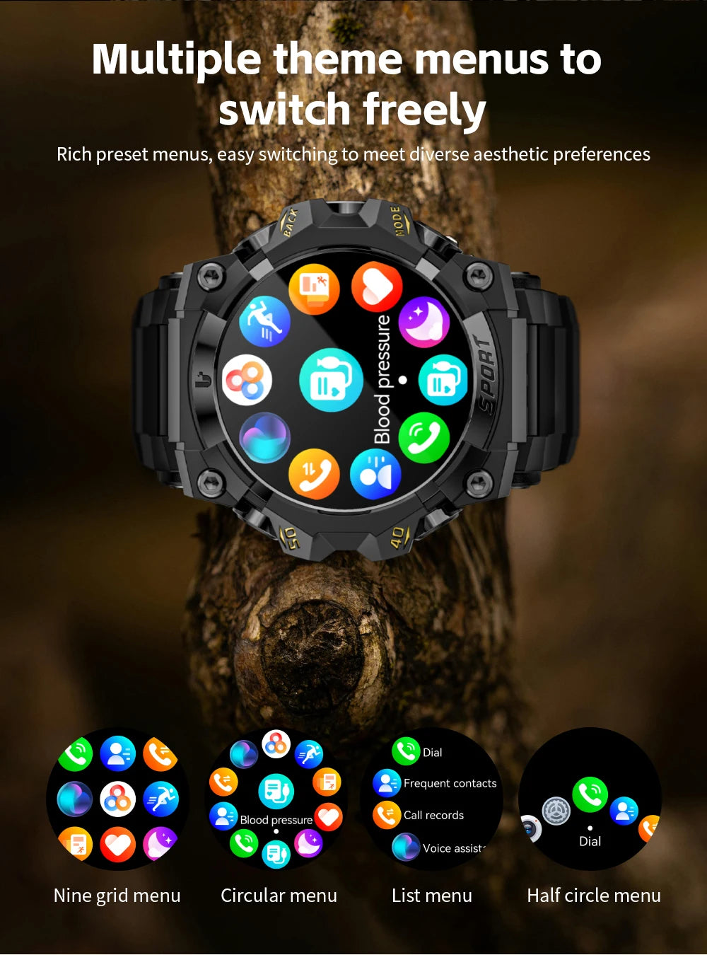 Lokmat novo ataque 3 pro robusto relógio inteligente bluetooth chamadas rastreador de fitness lanterna mensagem push monitor freqüência cardíaca para o telefone