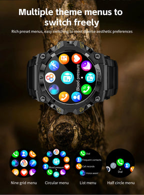 Lokmat novo ataque 3 pro robusto relógio inteligente bluetooth chamadas rastreador de fitness lanterna mensagem push monitor freqüência cardíaca para o telefone