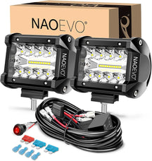Naoevo 4 Polegada 2 pçs led pod luzes ponto inundação combo led nevoeiro condução 4x4 fora da estrada luzes de trabalho para caminhão barco atv utv jeep